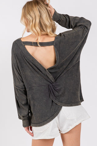 Vintage Grey Twist Back Long Sleeve