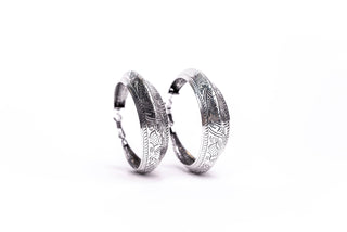 Burnished Silver Tooled Hoop Earring