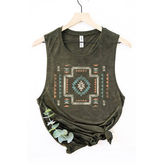 Mineral Olive Aztec Graphic Tank