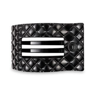 Flat Rectangle Hair Clip | Large | Jet Black Quilted