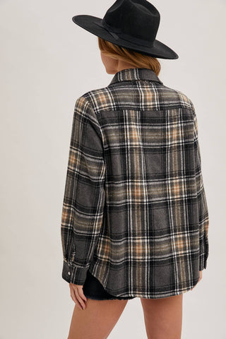 Grey Button Down Plaid Shacket