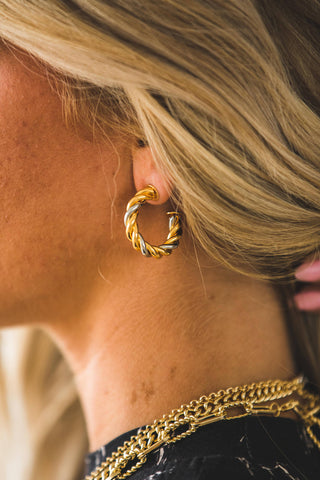 1.25" 18K Plated Twisted Hoop Earring