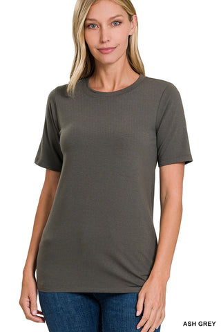 Ash Grey Round Neck Basic Tee