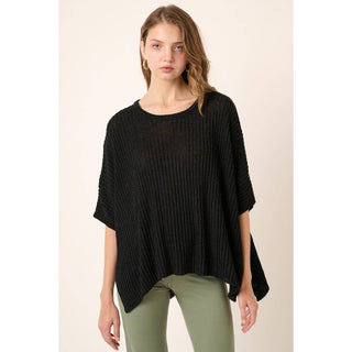 Black Dolman Short Sleeve Sweater
