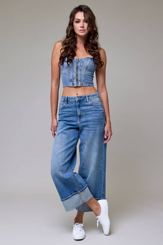Hidden Nori Cuffed Cropped Wide Leg