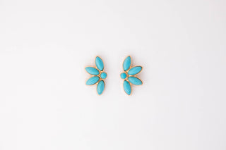 1" Dainty Half Flower Turquoise Post Earring