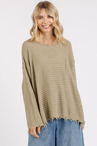 Basil Distressed Loose Sweater