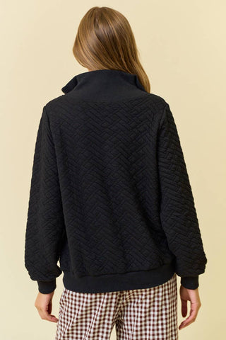 Black Half Zip Quilted Top