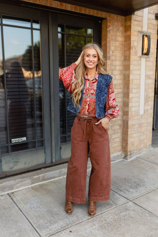 Rust Oversized Stretchy Waist Jean