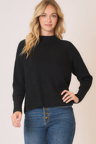 Black Ribbed Open Back Sweater