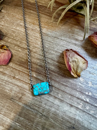 Turquoise Variscite Box Chain 16”