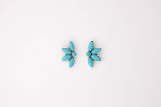 1" Dainty Half Flower Turquoise Post Earring