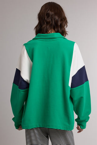 Green Colorblock Half-Zip Sweatshirt