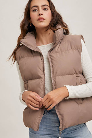 Mushroom Zipper Puffer Vest