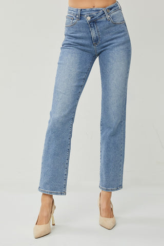 Risen High Rise Crossover Straight Jeans