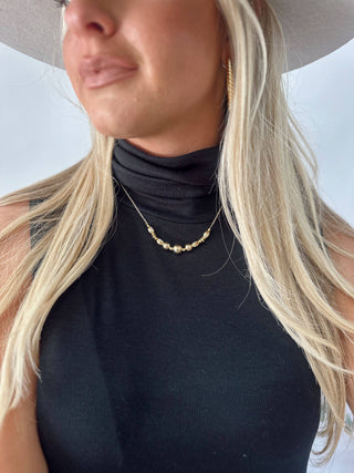 15" 18K Gold Plated Beaded Bar Necklace