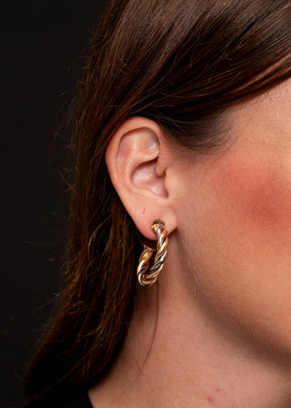 1.25" Silver and Gold 2 Tone Twisted Hoop Earring
