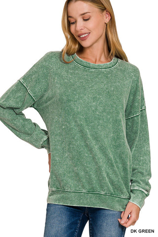 Dark Green Washed Pullover