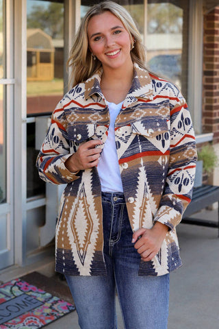 Multicolor Aztec Oversized Jacket