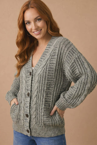 Olive Oversized Chunky Cable Cardigan