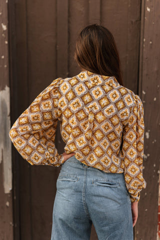 Sage Gold Medallion Blouse