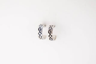 1.25" 18k Gold Plated Diamond Stamped Hoop Earring