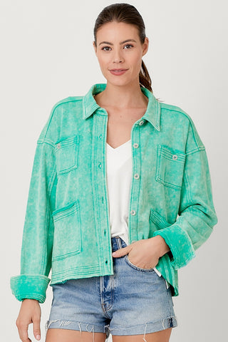 Emerald Washed Terry Shacket