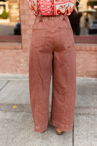 Rust Oversized Stretchy Waist Jean