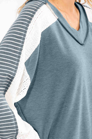 Vintage Teal Crochet Lace Pullover