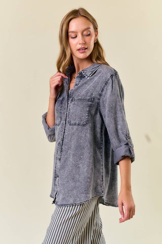 Black Denim Chambray Shirt