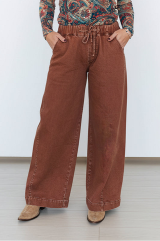 Rust Oversized Stretchy Waist Jean