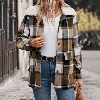 Polished Lapel Plaid Shacket