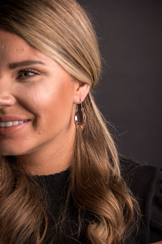 Burnished Silver Sun Stamped Hoop Earring