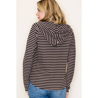 Chocolate Striped Hooded Pullover