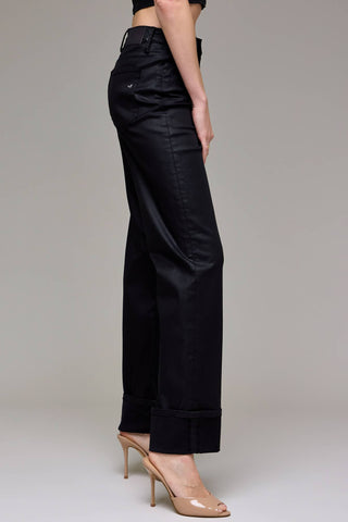 Hidden Ella Black Coated Cuffed Straight Jean
