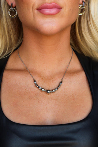 15" 18K Gold Plated Beaded Bar Necklace