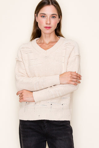 Ivory Distressed Sweater