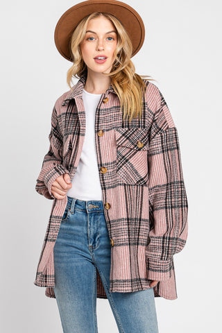 Mauve Plaid Flannel Shacket