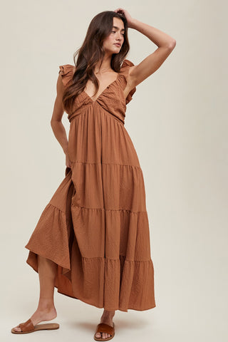 Burl Wood Textured Midi Dress