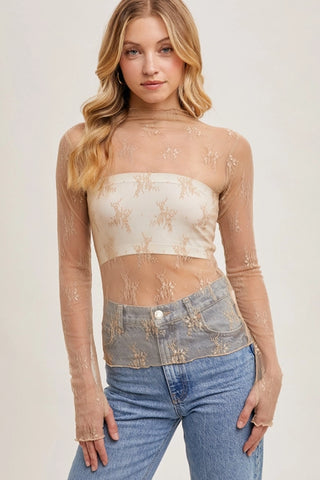 Floral Lace Mesh Layering Top