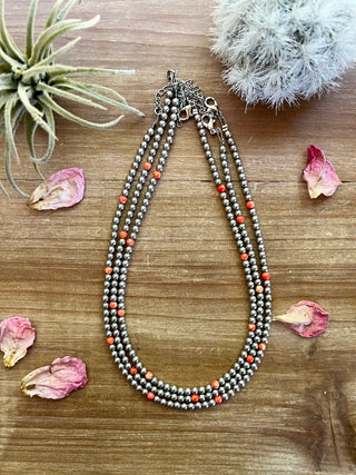 Silver Plated W/ Orange Magnesite Choker 4mm