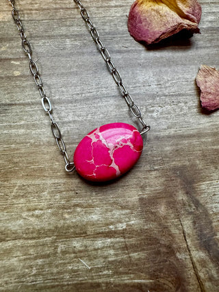 Oval Pink Verascite Choker