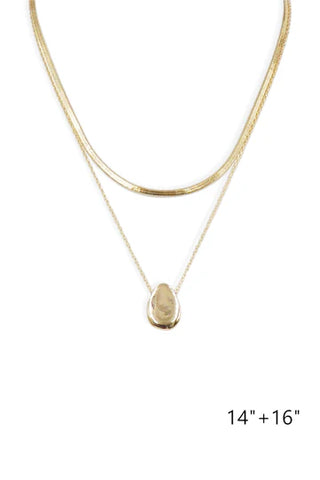 Gold Snake Chain Teardrop Necklace