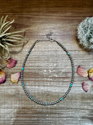 Silver Plated & Verascite Turq 4mm Choker