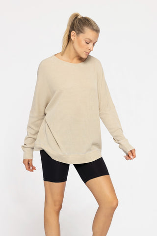 Green Khaki Waffle Pullover