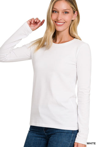 Cotton Crew Neck Long Sleeve Tee