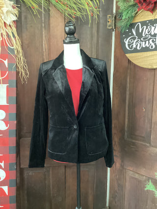 Black Ridged Velvet Blazer