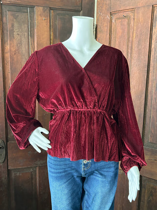 Maroon Velvet Cropped Top