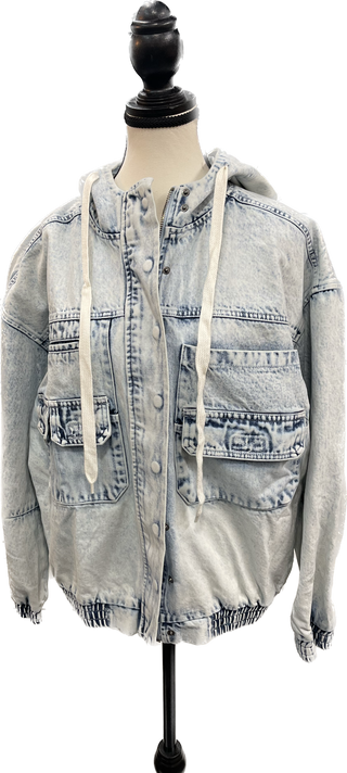 Acid Wash Denim Utility Jacket