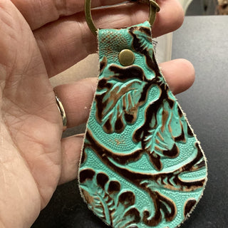 Leather key chain-cowboy turquoise